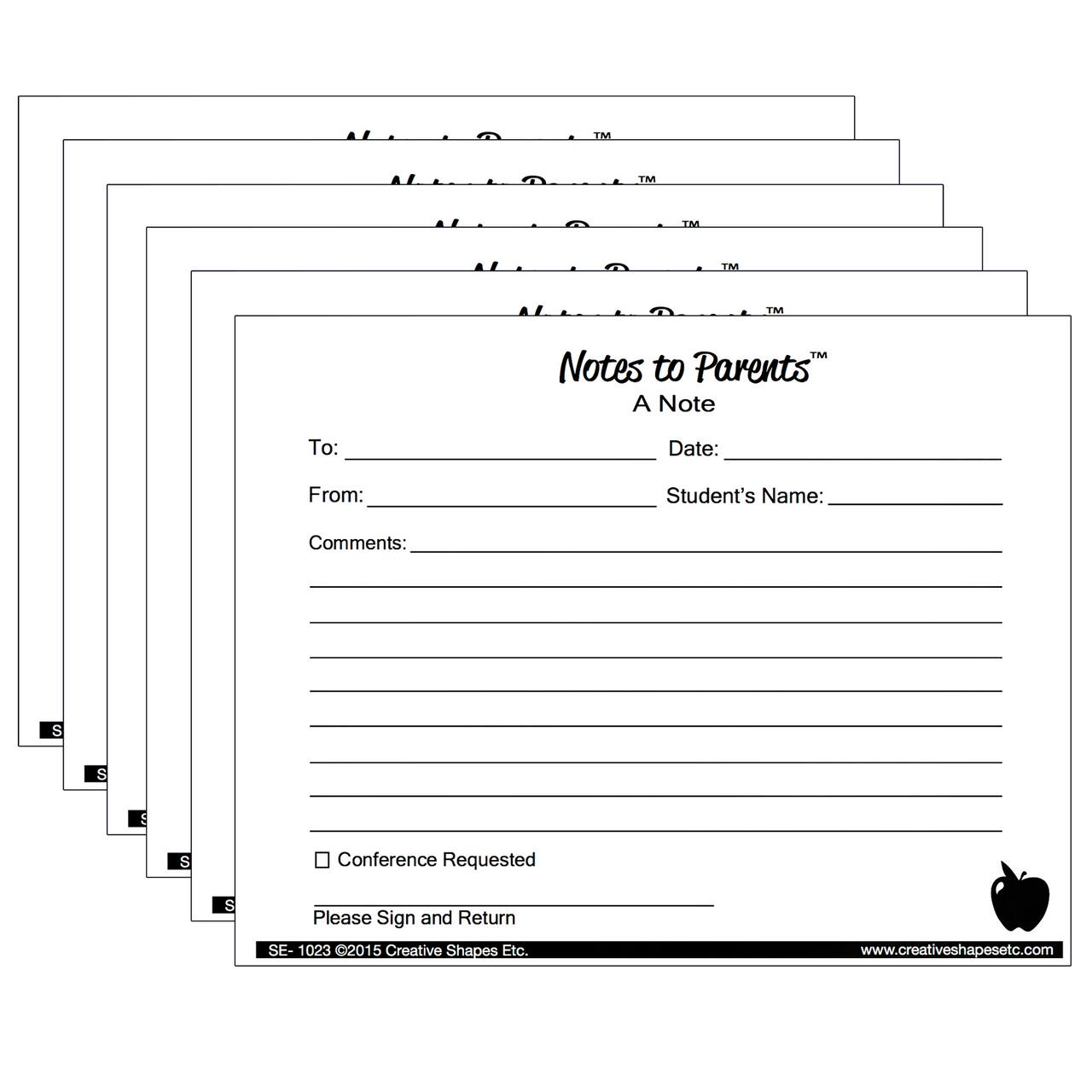 Notes to Parents&#x2122;, Blank Notes, 6 Packs of 50